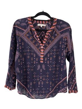 Xirena Cotton Paisley Print Popover Boho Lightweight Top size XS